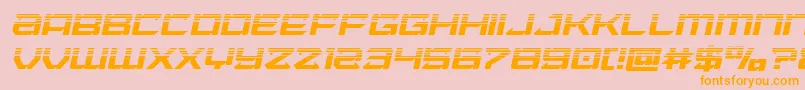 Laserwolfhalfital-Schriftart – Orangefarbene Schriften auf rosa Hintergrund