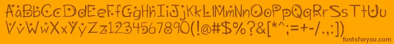 Starrynight-Schriftart – Braune Schriften auf orangefarbenem Hintergrund