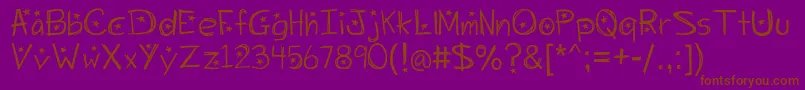 Starrynight-Schriftart – Braune Schriften auf violettem Hintergrund