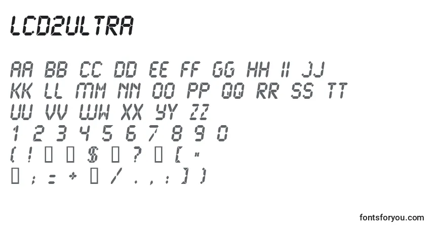 Czcionka Lcd2Ultra – alfabet, cyfry, specjalne znaki
