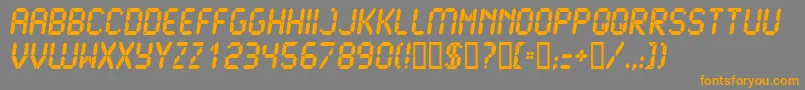 フォントLcd2Ultra – オレンジの文字は灰色の背景にあります。