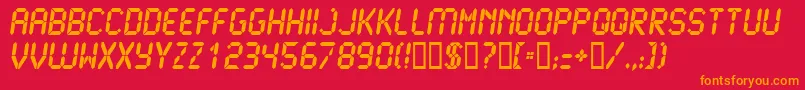 フォントLcd2Ultra – 赤い背景にオレンジの文字