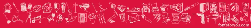 フォントDfHomeImprovementItctt – 赤い背景にピンクのフォント