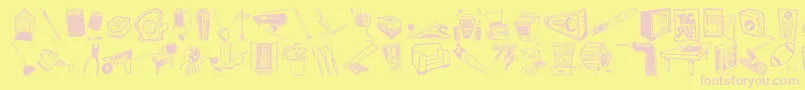 Шрифт DfHomeImprovementItctt – розовые шрифты на жёлтом фоне
