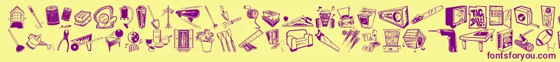 DfHomeImprovementItctt Font – Purple Fonts on Yellow Background