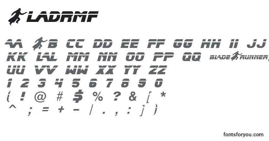 Bladrmf-fontti – aakkoset, numerot, erikoismerkit