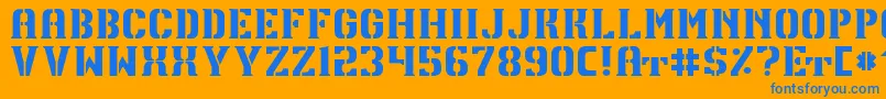 TpfU13 Font – Blue Fonts on Orange Background