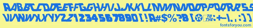 フォントBackToTheFuture – 青い文字が黄色の背景にあります。