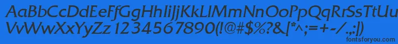 Fonte QuadratItalic – fontes pretas em um fundo azul