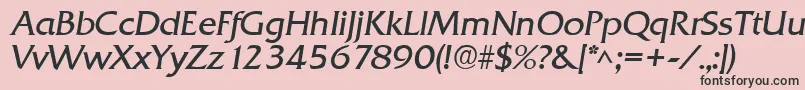 Fonte QuadratItalic – fontes pretas em um fundo rosa