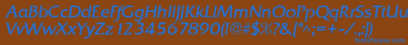 Czcionka QuadratItalic – niebieskie czcionki na brązowym tle
