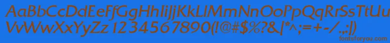 QuadratItalic Font – Brown Fonts on Blue Background