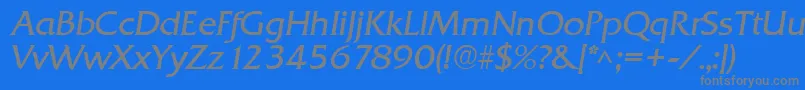 フォントQuadratItalic – 青い背景に灰色の文字