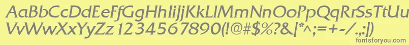 QuadratItalic-fontti – harmaat kirjasimet keltaisella taustalla