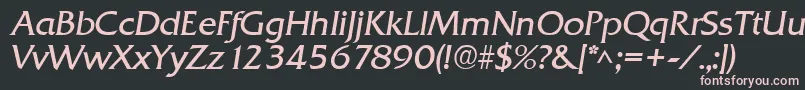 フォントQuadratItalic – 黒い背景にピンクのフォント