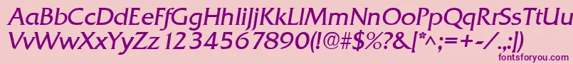 Fonte QuadratItalic – fontes roxas em um fundo rosa
