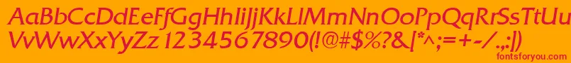 QuadratItalic-Schriftart – Rote Schriften auf orangefarbenem Hintergrund