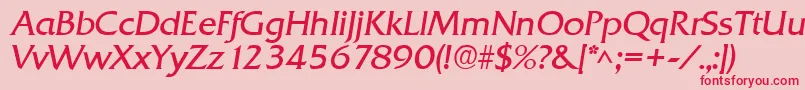 Fonte QuadratItalic – fontes vermelhas em um fundo rosa