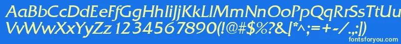 Fonte QuadratItalic – fontes amarelas em um fundo azul