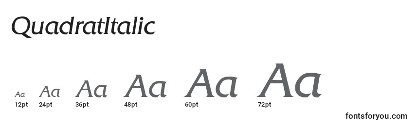 Размеры шрифта QuadratItalic