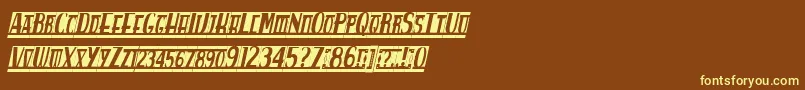 Шрифт Spankysbblancoitalico – жёлтые шрифты на коричневом фоне