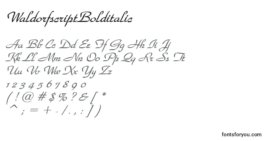 Шрифт WaldorfscriptBolditalic – алфавит, цифры, специальные символы