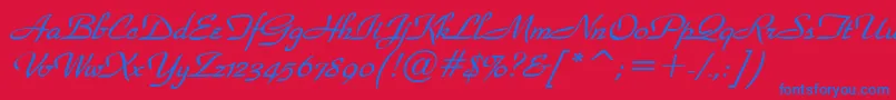 フォントWaldorfscriptBolditalic – 赤い背景に青い文字