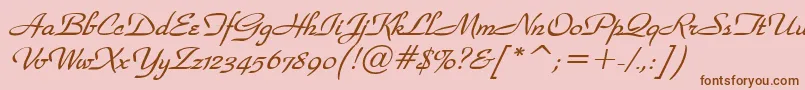 WaldorfscriptBolditalic-fontti – ruskeat fontit vaaleanpunaisella taustalla