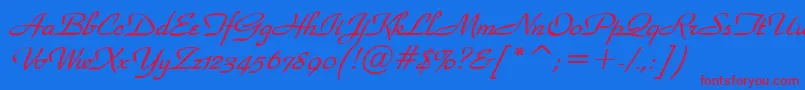 WaldorfscriptBolditalic Font – Red Fonts on Blue Background
