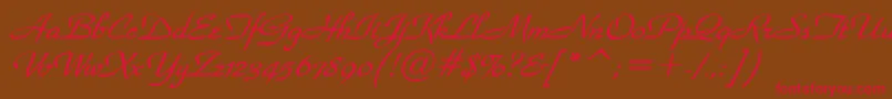 Fonte WaldorfscriptBolditalic – fontes vermelhas em um fundo marrom