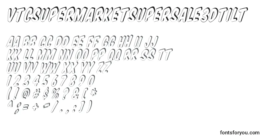 Vtcsupermarketsupersale3Dtilt-fontti – aakkoset, numerot, erikoismerkit