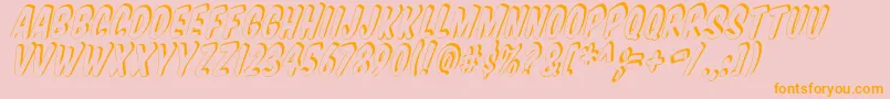 Vtcsupermarketsupersale3Dtilt-Schriftart – Orangefarbene Schriften auf rosa Hintergrund