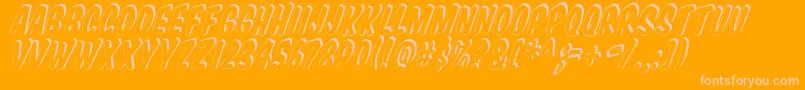 Vtcsupermarketsupersale3Dtilt-Schriftart – Rosa Schriften auf orangefarbenem Hintergrund