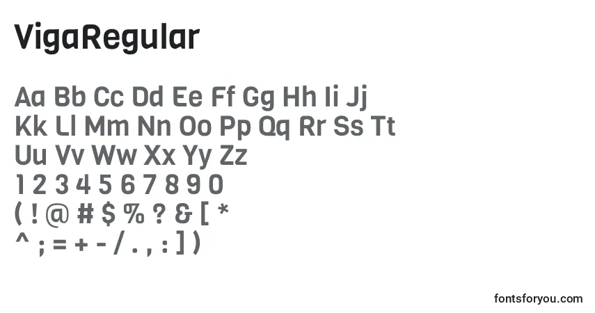 Шрифт VigaRegular – алфавит, цифры, специальные символы