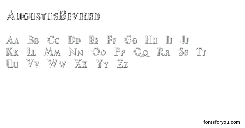 Schriftart AugustusBeveled (48026) – Alphabet, Zahlen, spezielle Symbole
