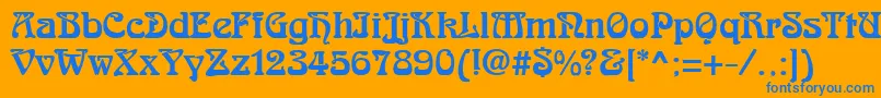 フォントRomanesteRegular – オレンジの背景に青い文字