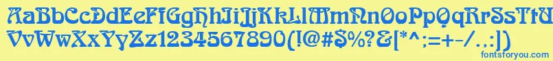 RomanesteRegular Font – Blue Fonts on Yellow Background