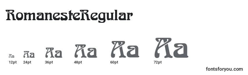 Размеры шрифта RomanesteRegular