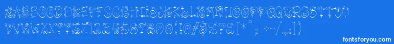 Zakoruchka2k-Schriftart – Weiße Schriften auf blauem Hintergrund