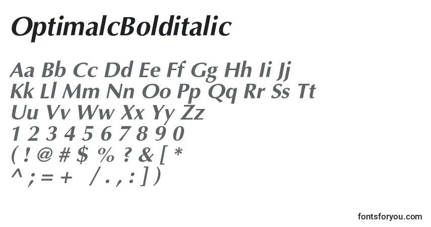 Шрифт OptimalcBolditalic – алфавит, цифры, специальные символы