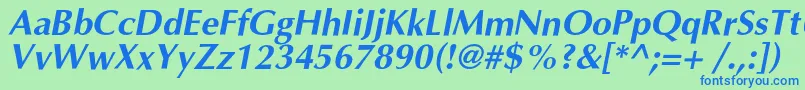 フォントOptimalcBolditalic – 青い文字は緑の背景です。