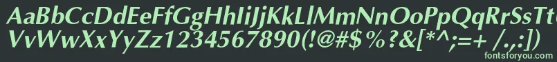 フォントOptimalcBolditalic – 黒い背景に緑の文字