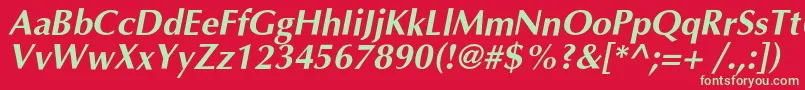 フォントOptimalcBolditalic – 赤い背景に緑の文字