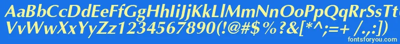 OptimalcBolditalic Font – Yellow Fonts on Blue Background