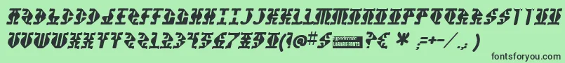 Stupefacフォントについての詳細 フォントStupefac – 緑の背景に黒い文字