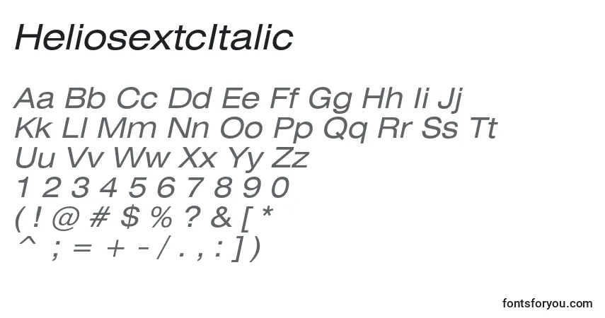 Schriftart HeliosextcItalic – Alphabet, Zahlen, spezielle Symbole