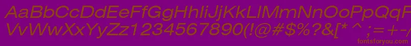 HeliosextcItalic-fontti – ruskeat fontit violetilla taustalla