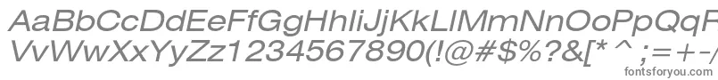 HeliosextcItalic-fontti – harmaat kirjasimet valkoisella taustalla