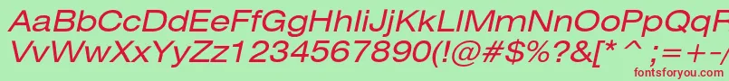 HeliosextcItalic Font – Red Fonts on Green Background