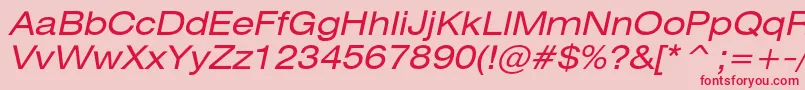 HeliosextcItalic Font – Red Fonts on Pink Background